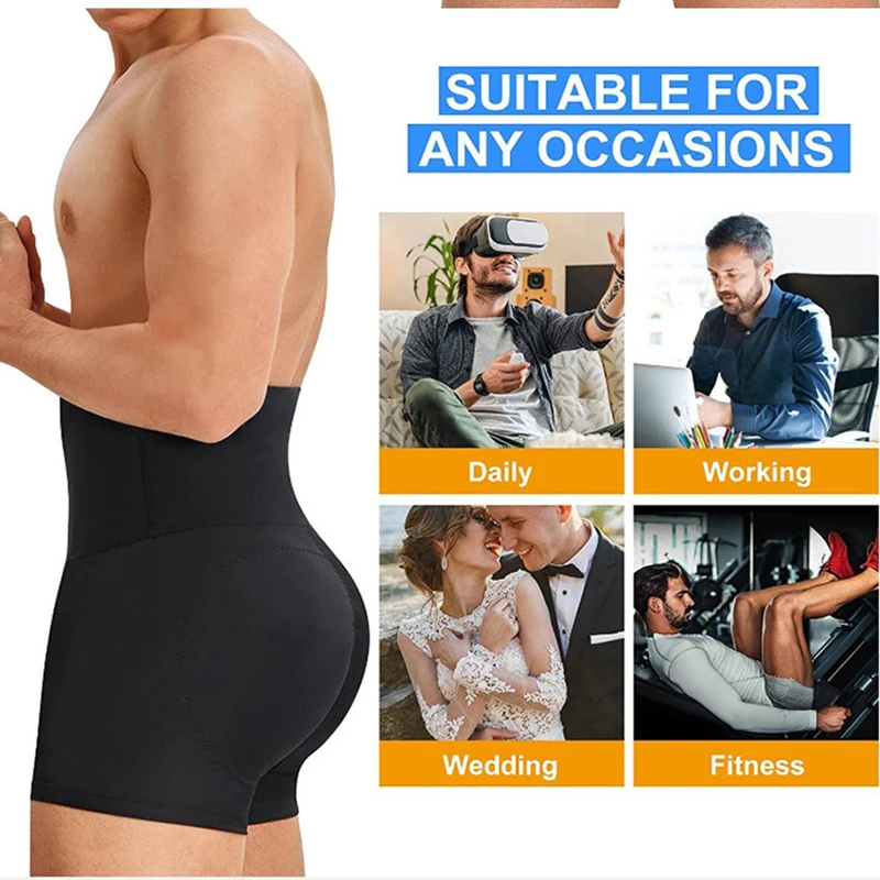 Prayger Padded Shapers Men Slimming Belly Butt Lifter Removable Inserts Control Panties Hook Tummy Trimmer Underwear