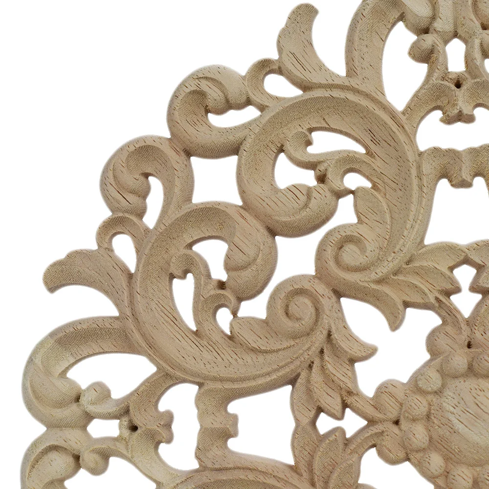 2PCS 10-24cm Wood Applique Decal Window Craft Onlay Door Carving Unpainted Classical Wooden Furniture Decoration Accessories