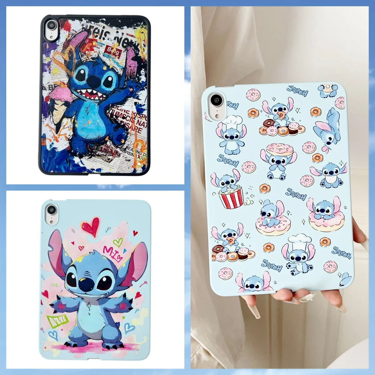 Etui ochronne na tablet z motywem Disneya, malowane sprayem, z motywem Stitch, do iPad Air 4 5, iPad 8. 9. generacji, Pro 11, Mini 6 7, z nadrukiem TPU.