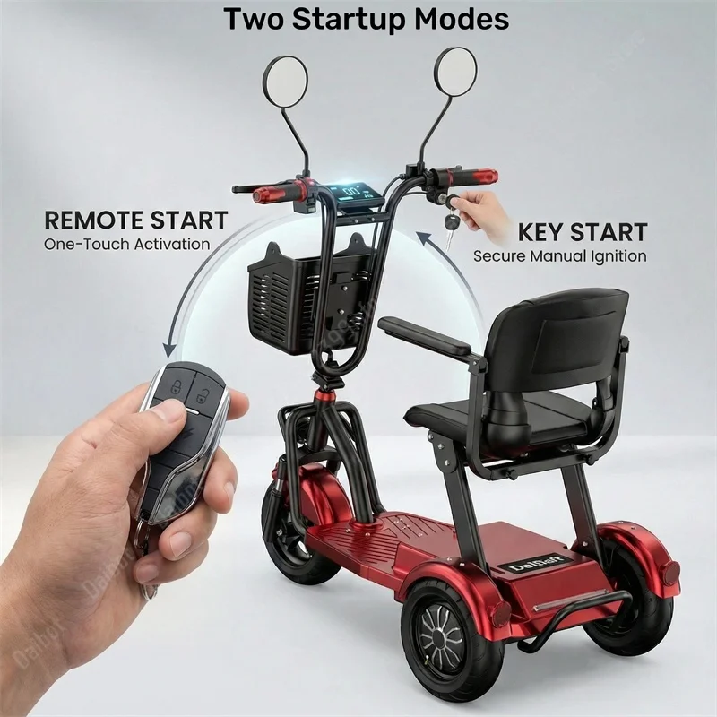 Immagine 4: Scooter Elettrico Familiare a 3 Ruote da 10 Pollici, Pieghevole, 1000W 48V, Mini Triciclo Elettrico con Cestino, Batteria Rimovibile, Braccioli