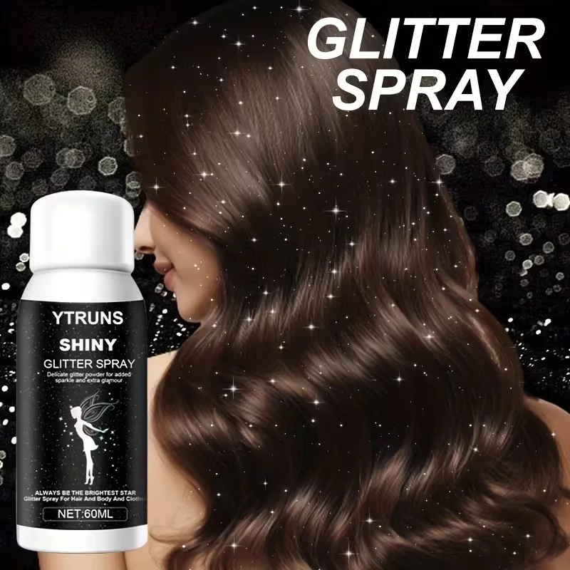 60 ml glinsterende glitterspray voor haar en lichaam, sneldrogend, hoogglans sprankelende gloed voor lippen, ogen, haar, voor muziekfestivals