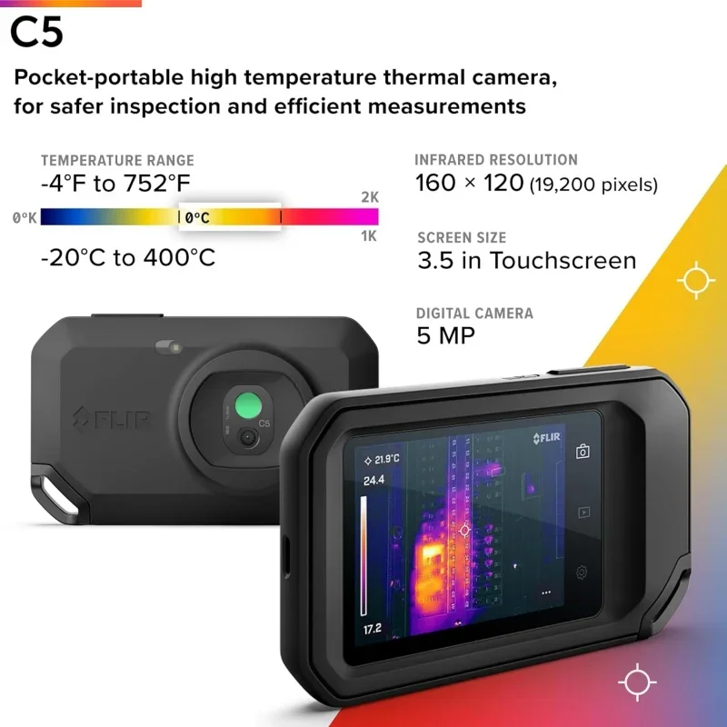 C5 Compact Thermal Imaging Camera with Wi-Fi for Inspection, Electrical/Mechanical, Building, and HVAC Applications