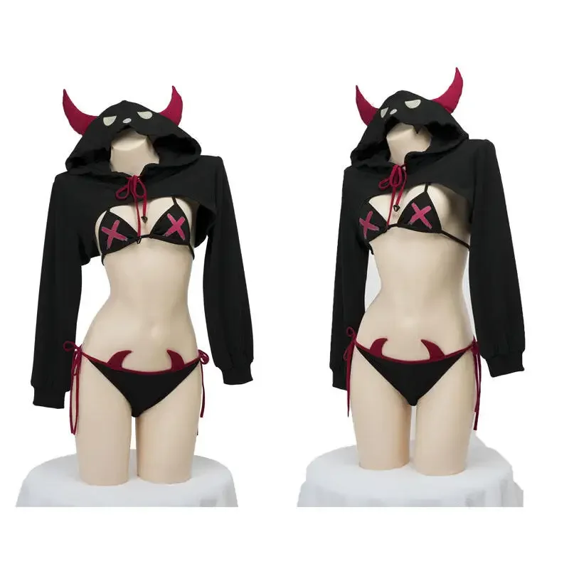 Anime Game Demon Kingdom Devil Little Elf Clothes Halloween Uniform Hooded Horn Cloak Outfits Cosplay Costume