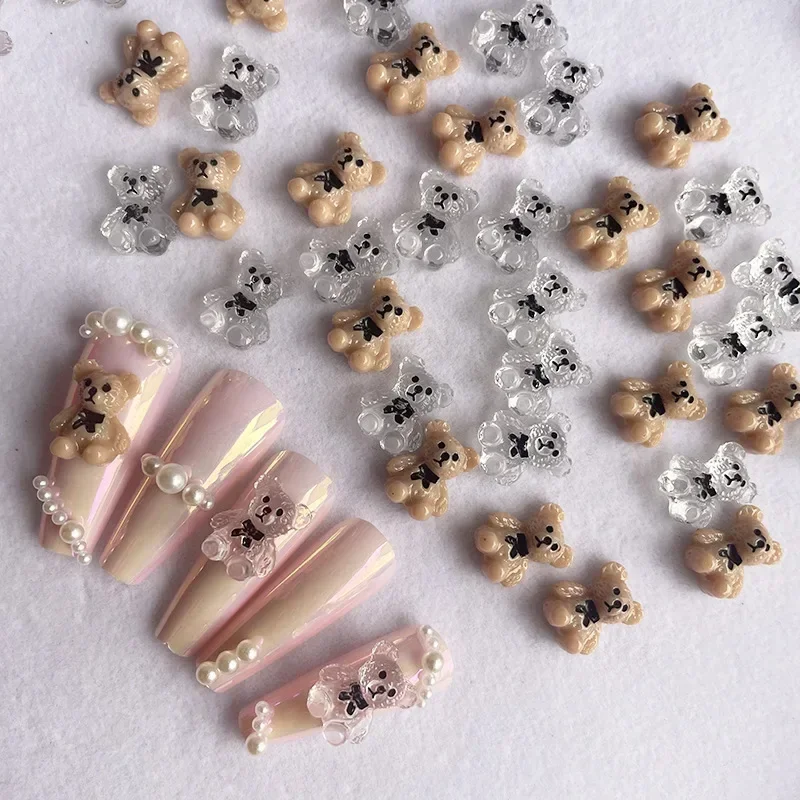 10Pcs Nail Art Bear Shaped Nail Charms Cute Nail Art decorazioni gioielli accessori con strass Manicure fai da te Nails Art Tools