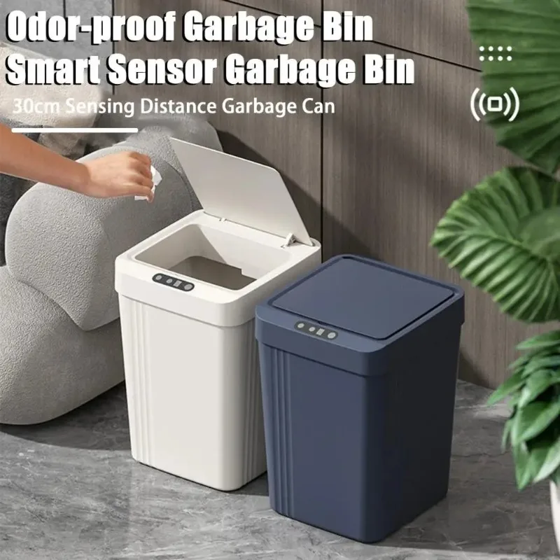 

Trash Can with Lid ouchless Garbage Bin Automatic Sensor Trash for Rapid Response Fully Enclosed Wastebasket for Home 13L