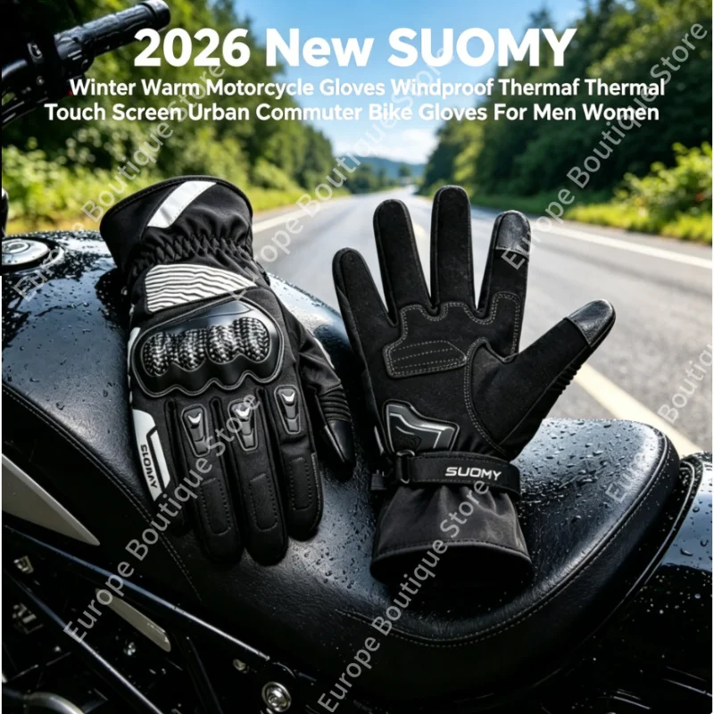 

2026 NEW SUOMY Windproof Thermal Winter Gloves Touch Screen for Men Women Motorcycle Urban Commuter Bike Riding