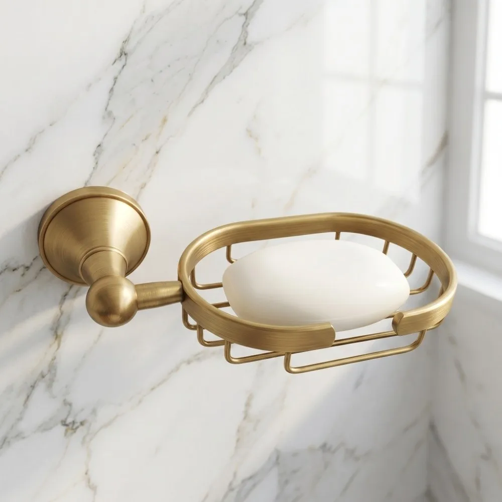 

Copper Soap Holder Gold Wall Mounted Soap Dish Elegant Durable Soap Tray Shower Bathroom Kitchen Sink Toilet Laundry Room