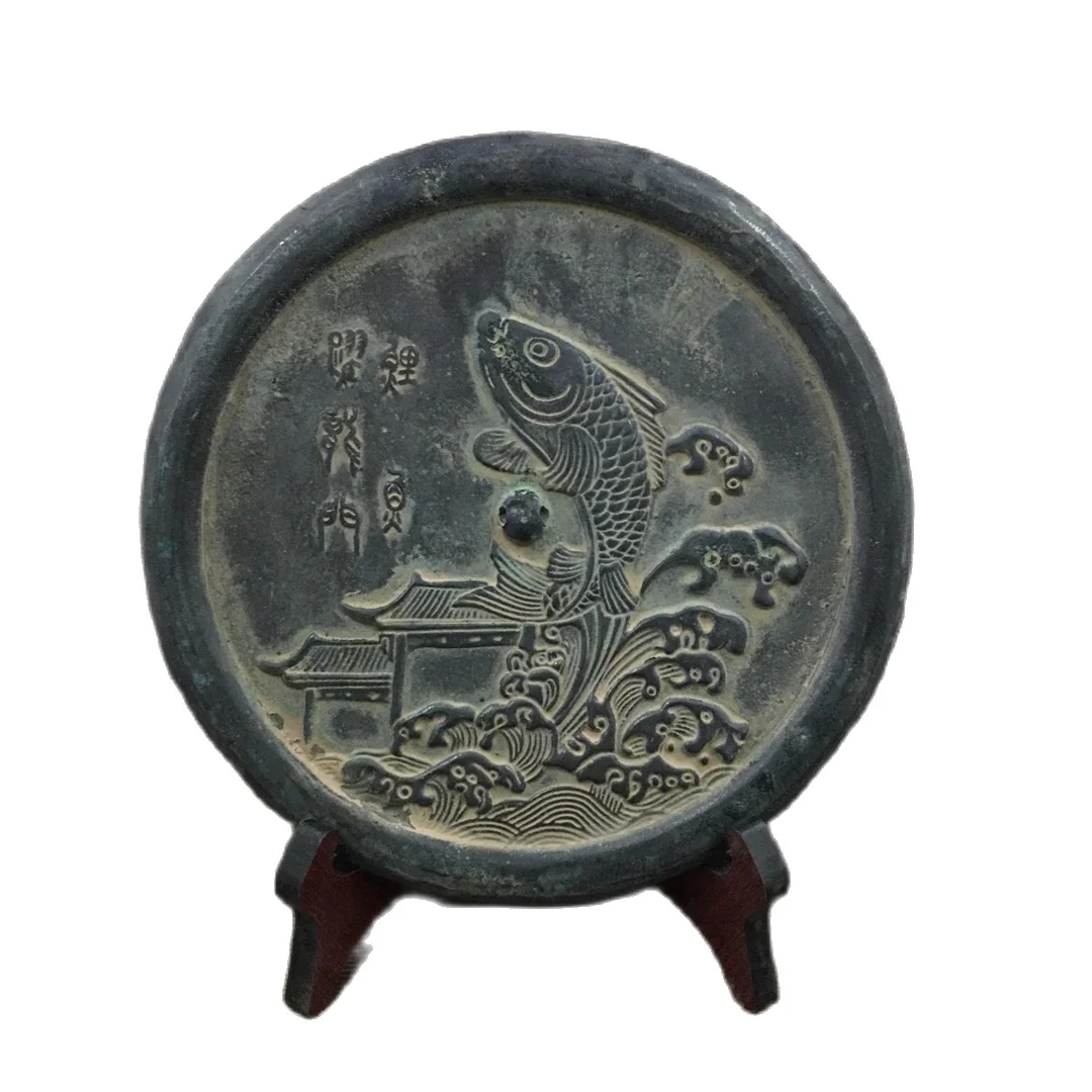 

Carp Jumping Over Dragon Gate Picture Vintage Bronze Mirror Home Decoration Ornament