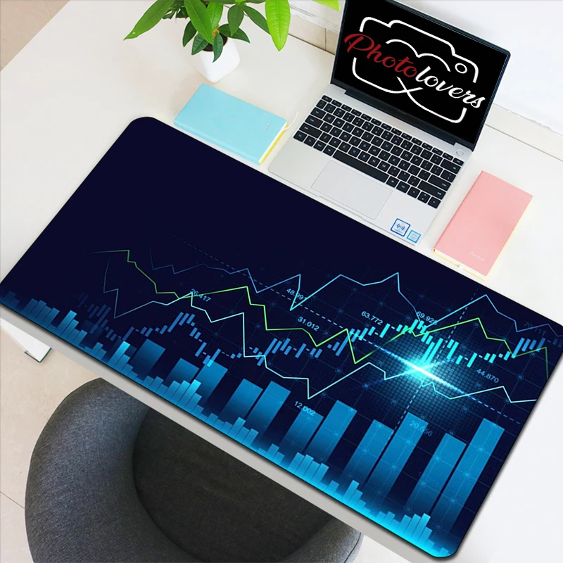 Stock Market Candle Chart Gaming Accessories Keyboard Computer Mouse Pad Speed Pc Cabinet Mousepad Gamer Desk Mat Xxl Large Mice