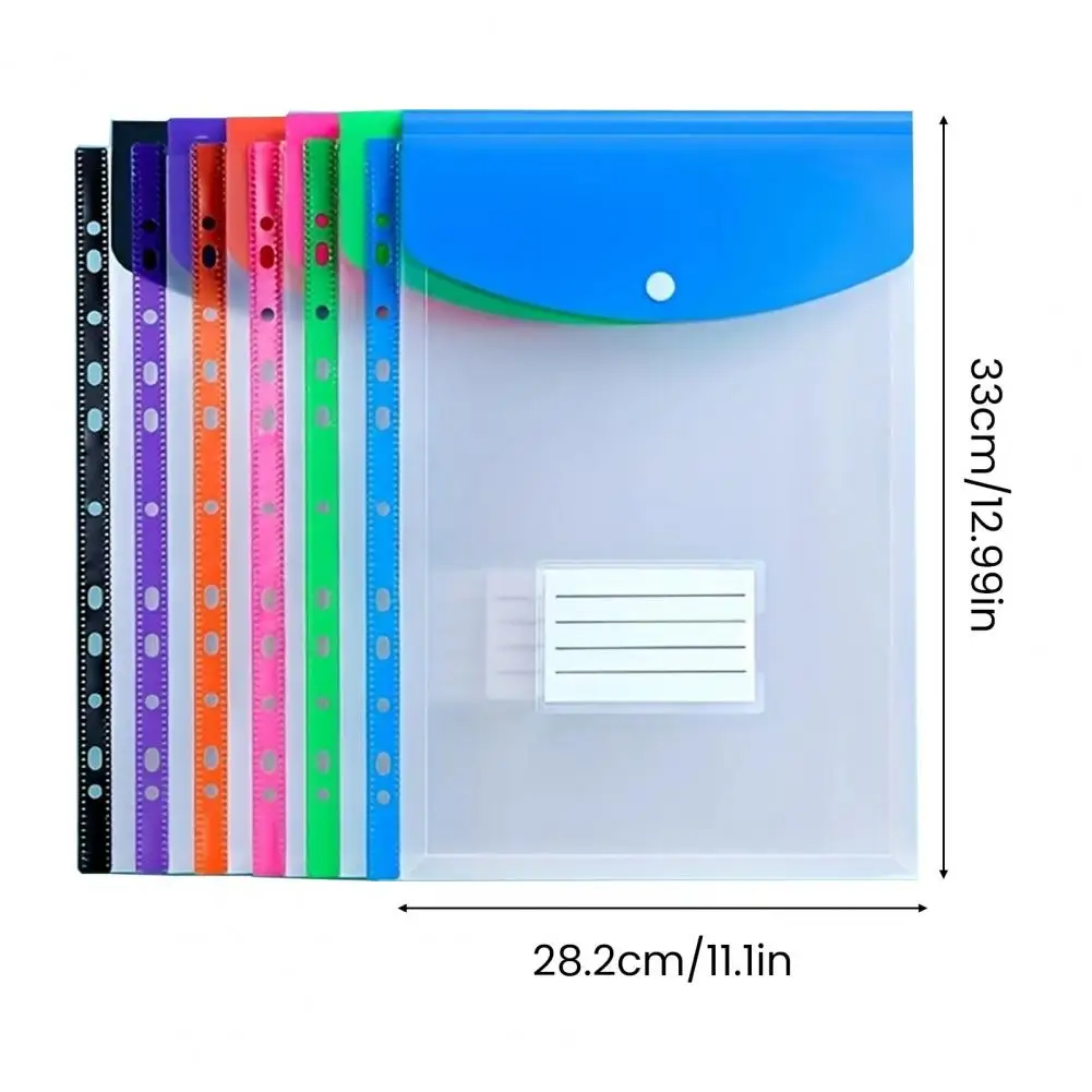 Borsa per raccoglitori A4 Tasche per raccoglitori in plastica A4 con tasca per etichette a bottone per raccoglitori a 11 anelli Moderna ad alta capacità per documenti