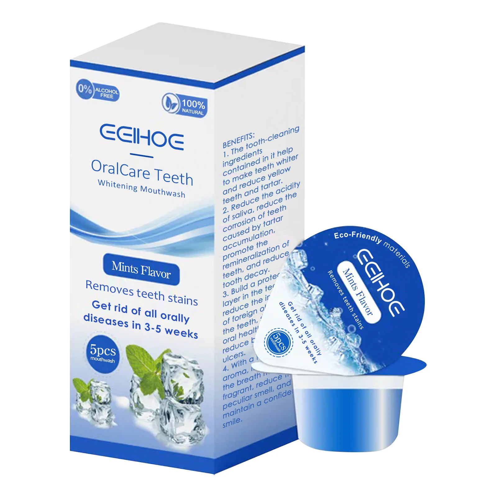 EELHOE Teeth Mouth Wash Whitening Teeth Black Stains Remover Brighten Teeth Mouthwash Bad Breath Treatment Mouth Freshener 10pcs