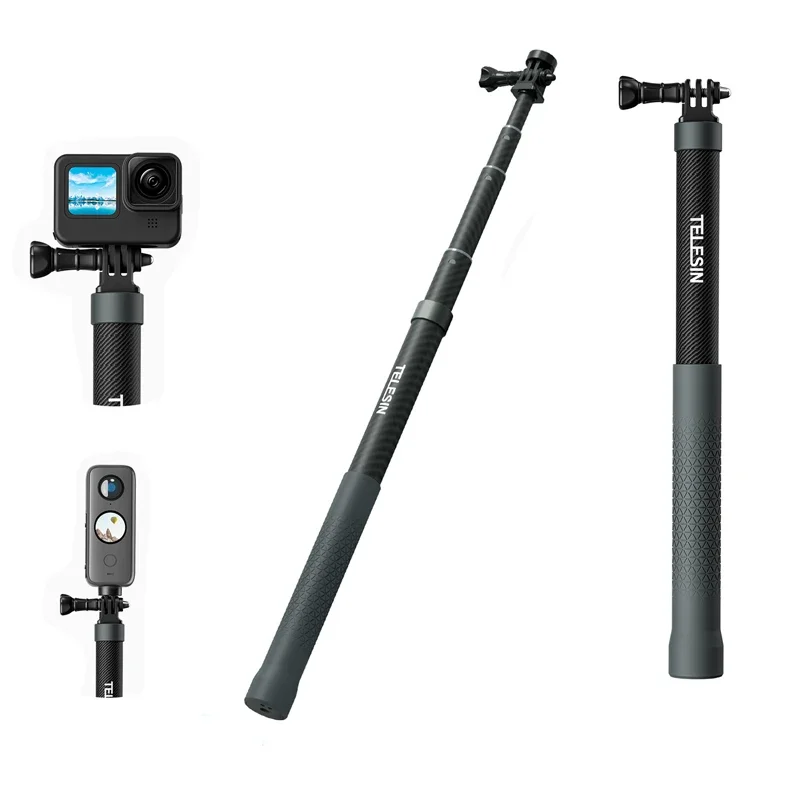 FF-F69 3M Carbon Fiber Selfie Stick Monopod Extendable With 1/4 Screw For GoPro Insta360 Osmo Action DJI Action Camera