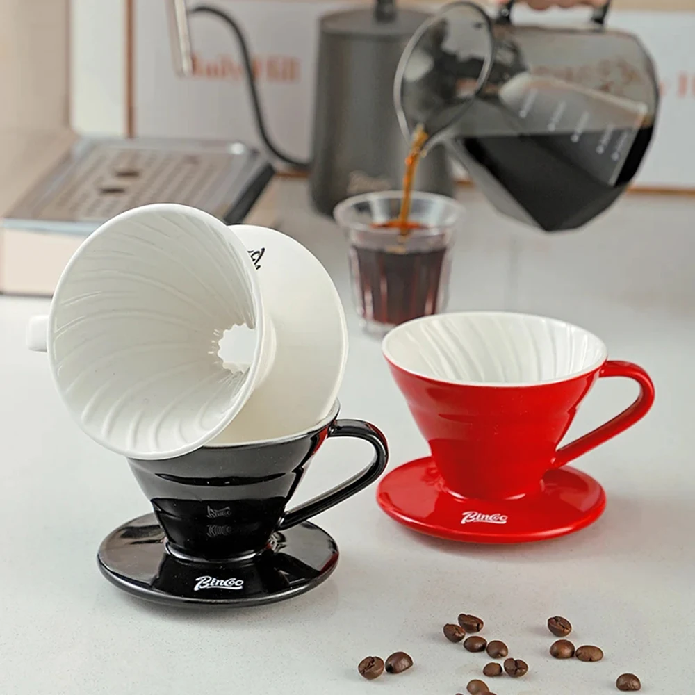 Pour Over Coffee Maker Ceramic Filter Cup Hand-Brewed Coffee Dripper Slow Brewing Accessories Reusable Filter Cone Drip Holder