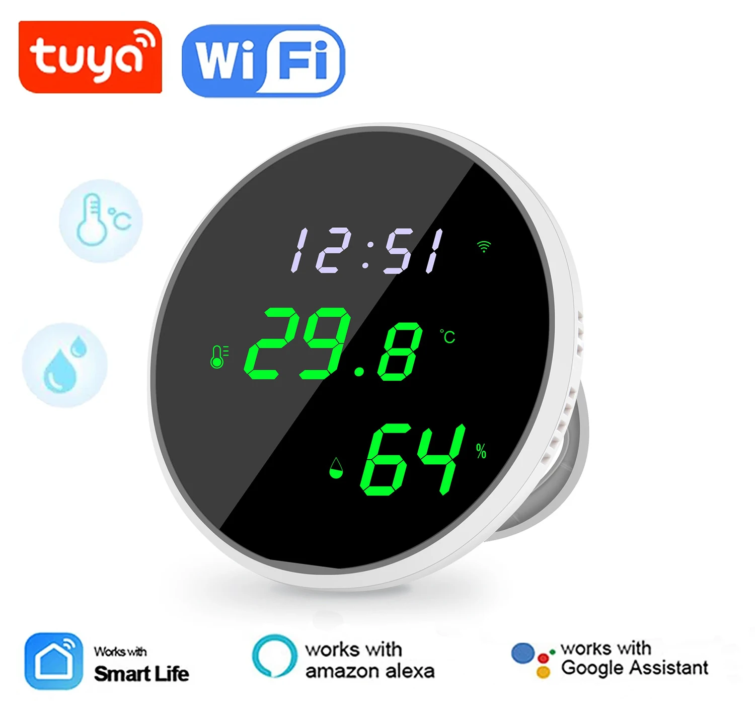 Tuya Smart WIFI Temperature Humidity Sensor Indoor Hygrometer Thermometer Digita LCD Display Support Alexa Google Assistant USB