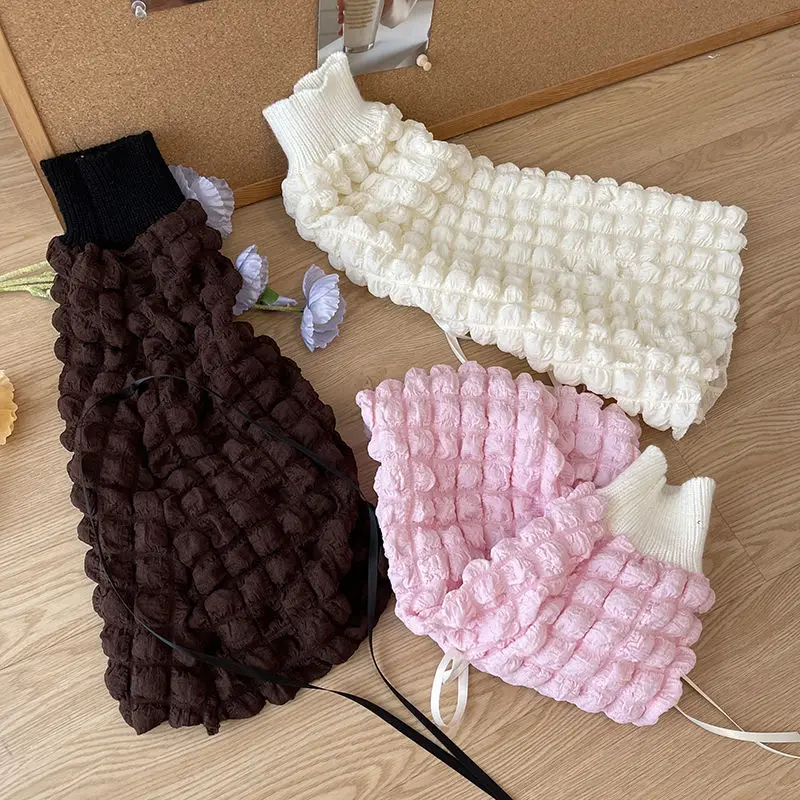 Korean Fashion Kawaii Y2k Accessories Plaid Sock Cover Lolita Jk Girl Cute Wide Leg Flare Leg Warmers Women Foot Cover Boot Cuff