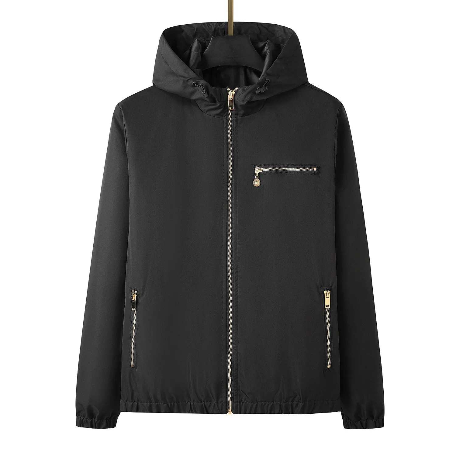 

New luxury Men Metal Zip Up Varsity Coats & Jackets / Down Coats acetate Fiber Sunscreen windproof Thin #E42