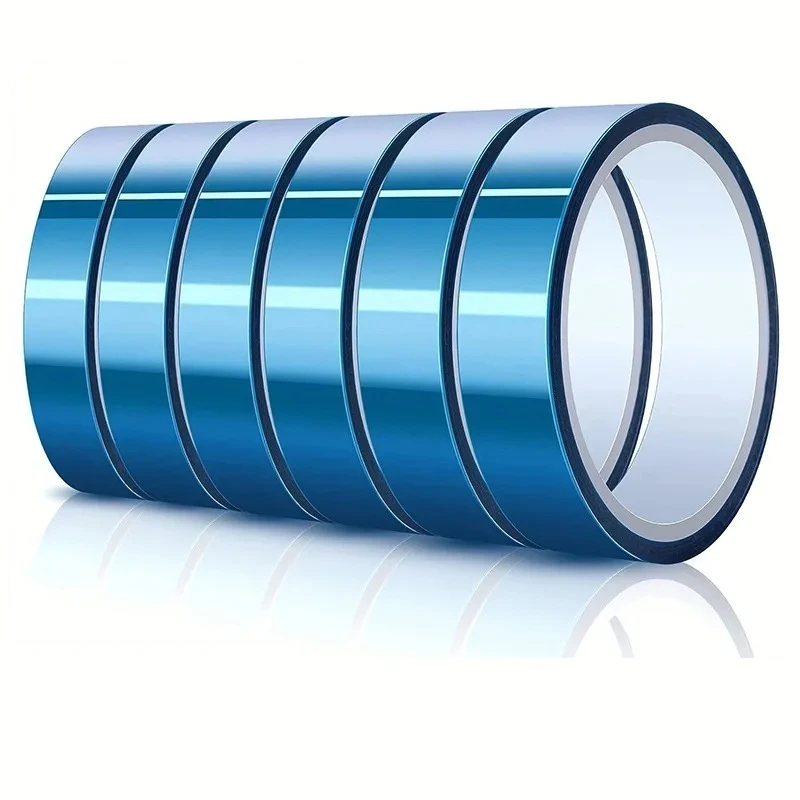 6 Rolls for Heat Transfer Tape Blue Transparent 20mm High Temperature Polyimide Protective Film Glue