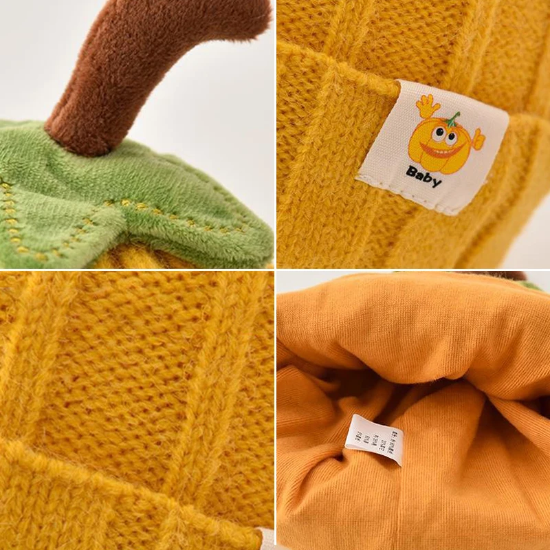 Winter Baby Knitted Hat Cute Pumpkin Toddler Beanies 6-36 Months Boy Girl Thick Woolen Warm Crochet Bonnet Children Pullover Cap, image 6
