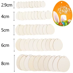 Easter Eggs Wooden Craft DIY Easter Gift for Kids 80mm to 30mm Eggs Easter Decorations unfinished Egg Shape Wood Slices