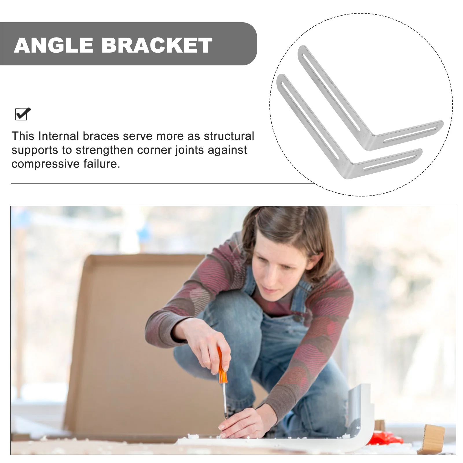

5Pcs L Shape Corner Braces Stainless Steel Slotted Angle Brackets Adjustable Furniture Fixing Supports for Wood Shelves