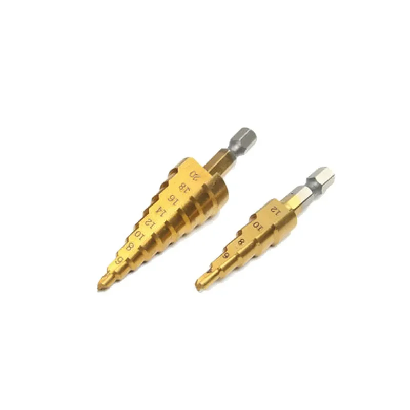 JUSTINLAU HSS Thép Không Gỉ Titan Bước Khoan 4-12Mm-20Mm Bước Nón Dụng Cụ Cắt Thép Không Gỉ gỗ Gỗ Khoan Kim Loại