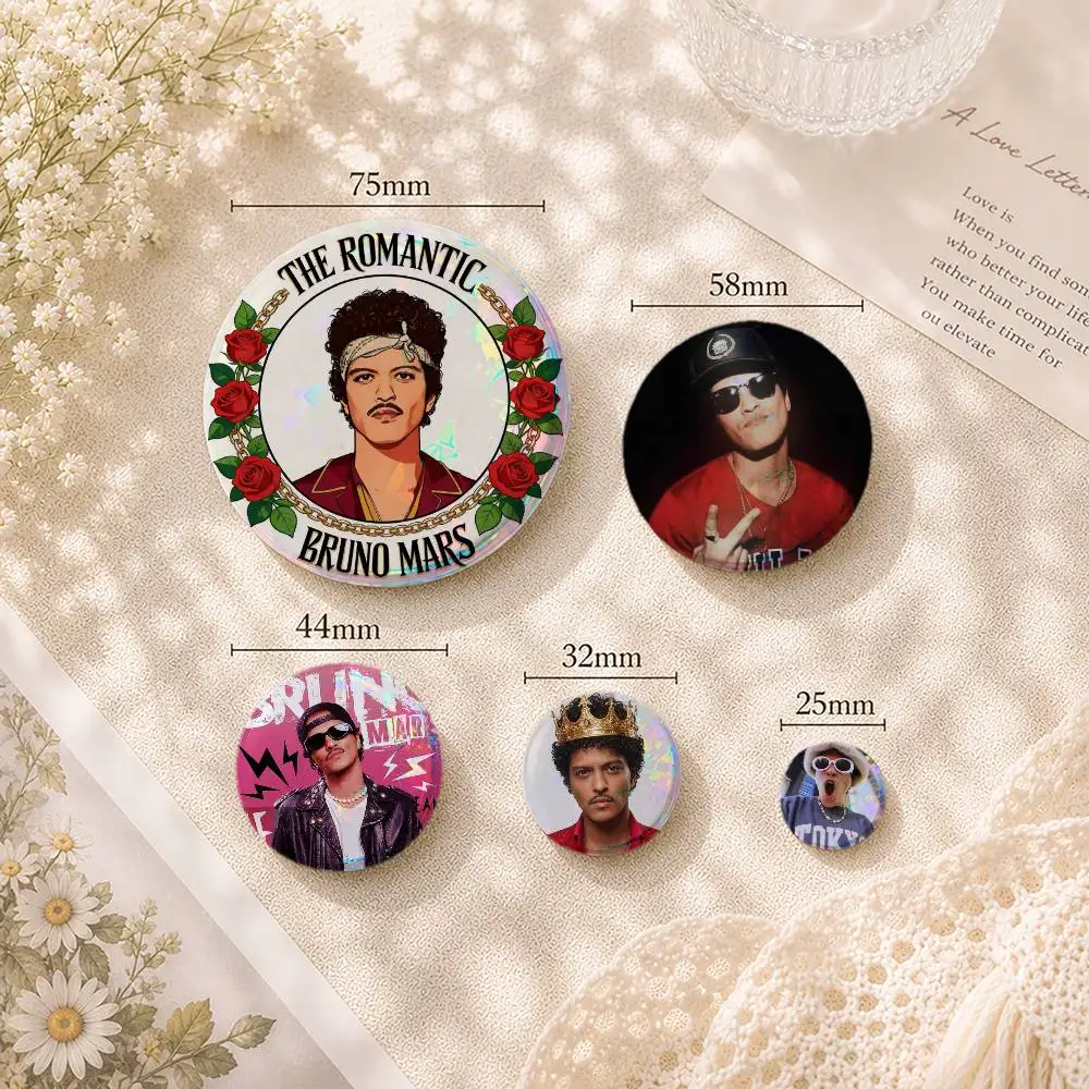 Broches ROMÁTICOS B-Bruno Mars, Pins de Metal Esmaltado Personalizados, Creatividad con Imágenes y Texto Impresos, Regalo