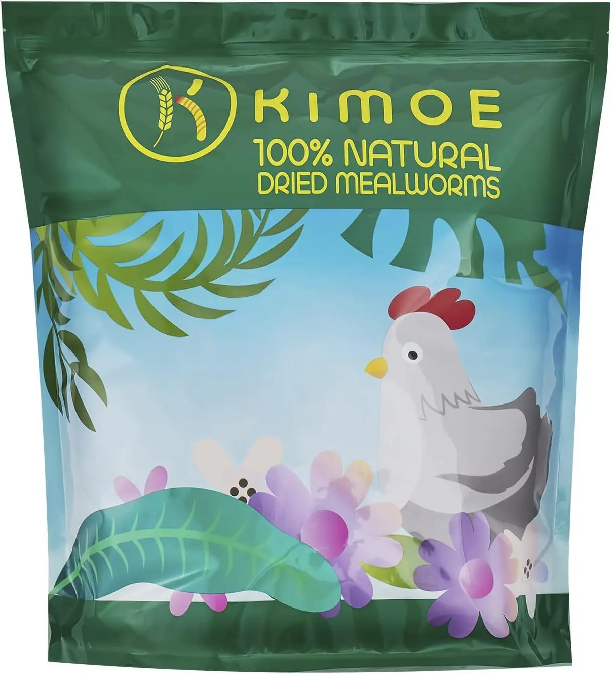 

Сушеные мучные черви Kimoe без ГМО, 5 фунтов (2,27 кг) в упаковке, для кур, уток и диких птиц — 100% натуральный высокобелковый корм для повышения яйценоскости.