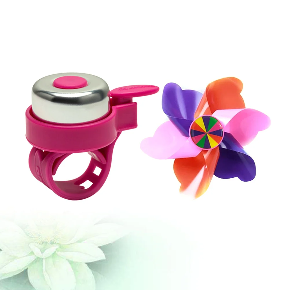 

1Set Girly Bike Accessories Set with Spinning Windmill and Chime Bell Decorative Ride Add-Ons for Toddlers Red Blue