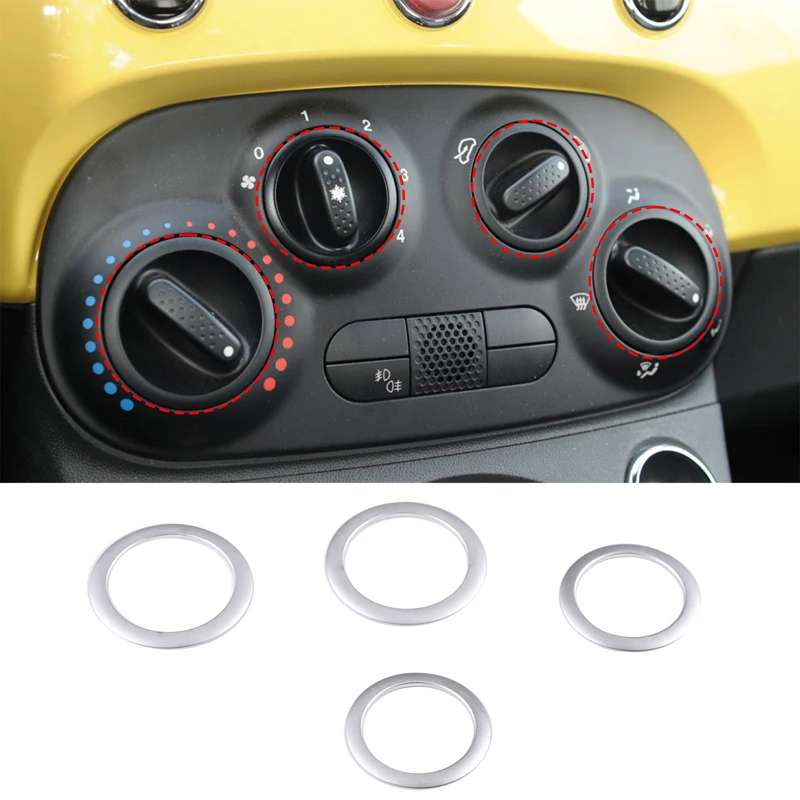 Aluminum Alloy Car Air Conditioning Knob Ring Cover Decorate For Fiat 500 2011-2022 Car Styling Interior Accessories