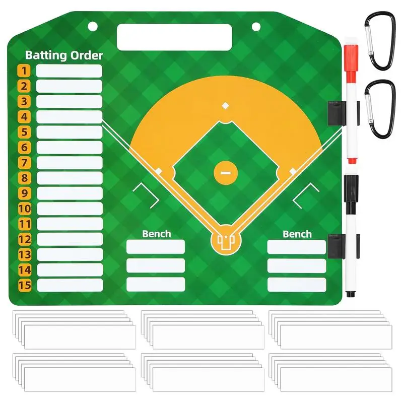 

Baseball Clipboard For Coaches Double-Sided Baseball Lineup Board Magnetic Softball Lineup Board With 2 Marker For Dugout Displa