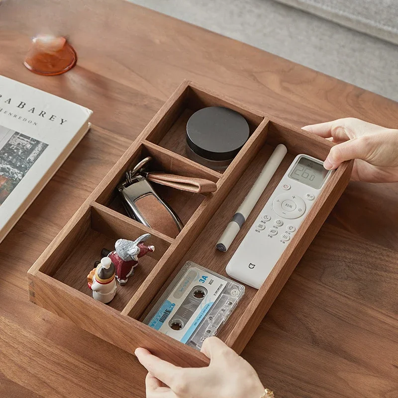 

Solid wood desktop sundry coffee table office key storage box Jewelry cosmetics stationery organizer box tray