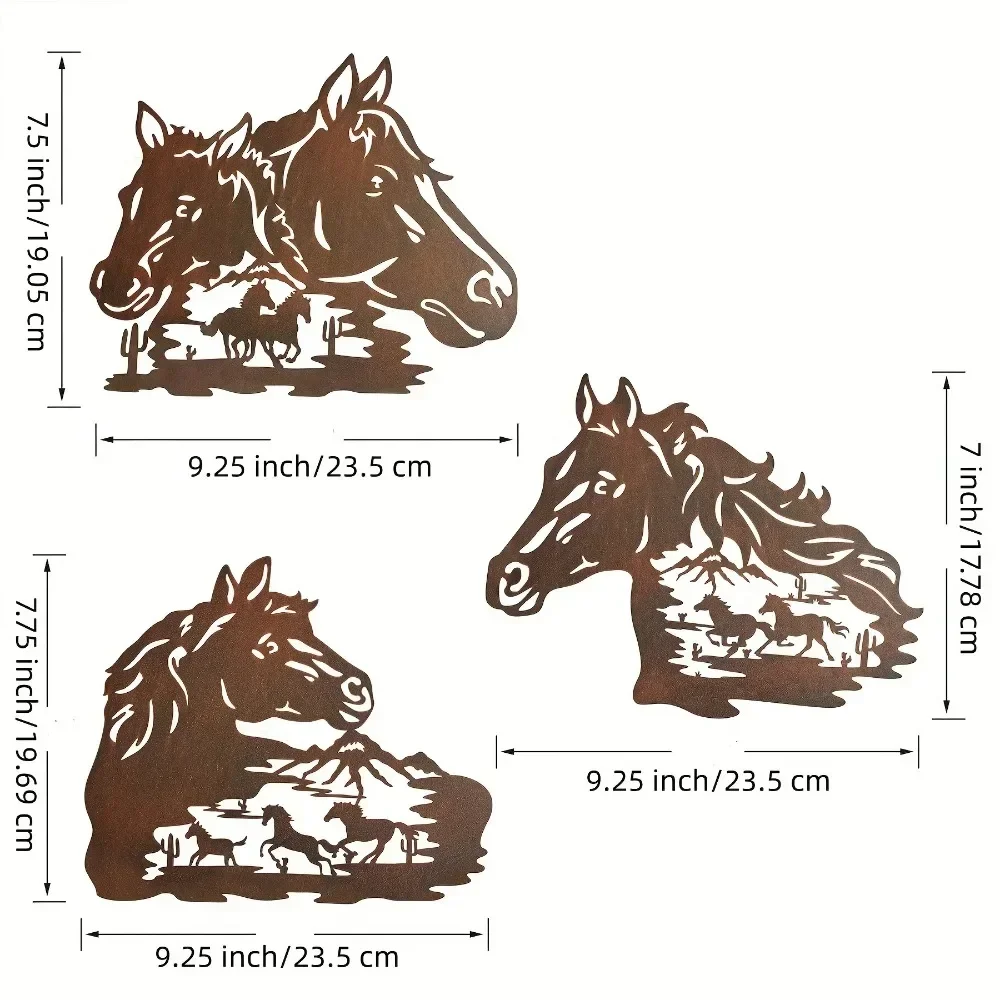 Wildlife Decorative Wall-mounted Animal Statue: The Enchanting Silhouette Art Wall of Free Horses Running, Western Style