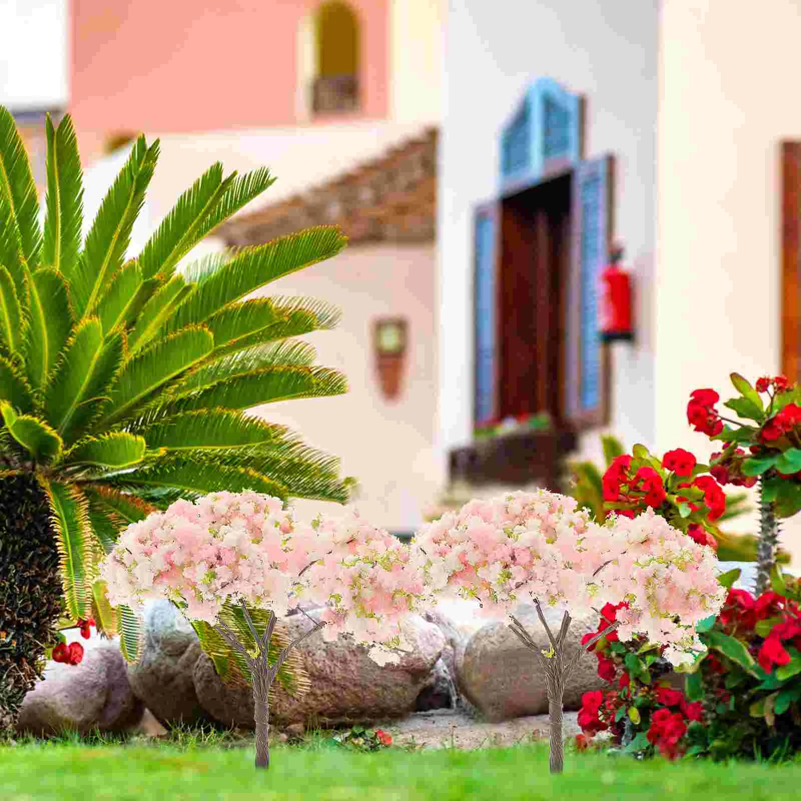 10 pçs mini árvores de flor de cerejeira artificial flores falsas decoração plantas para escritório quarto sala estar foto adereços reutilizáveis