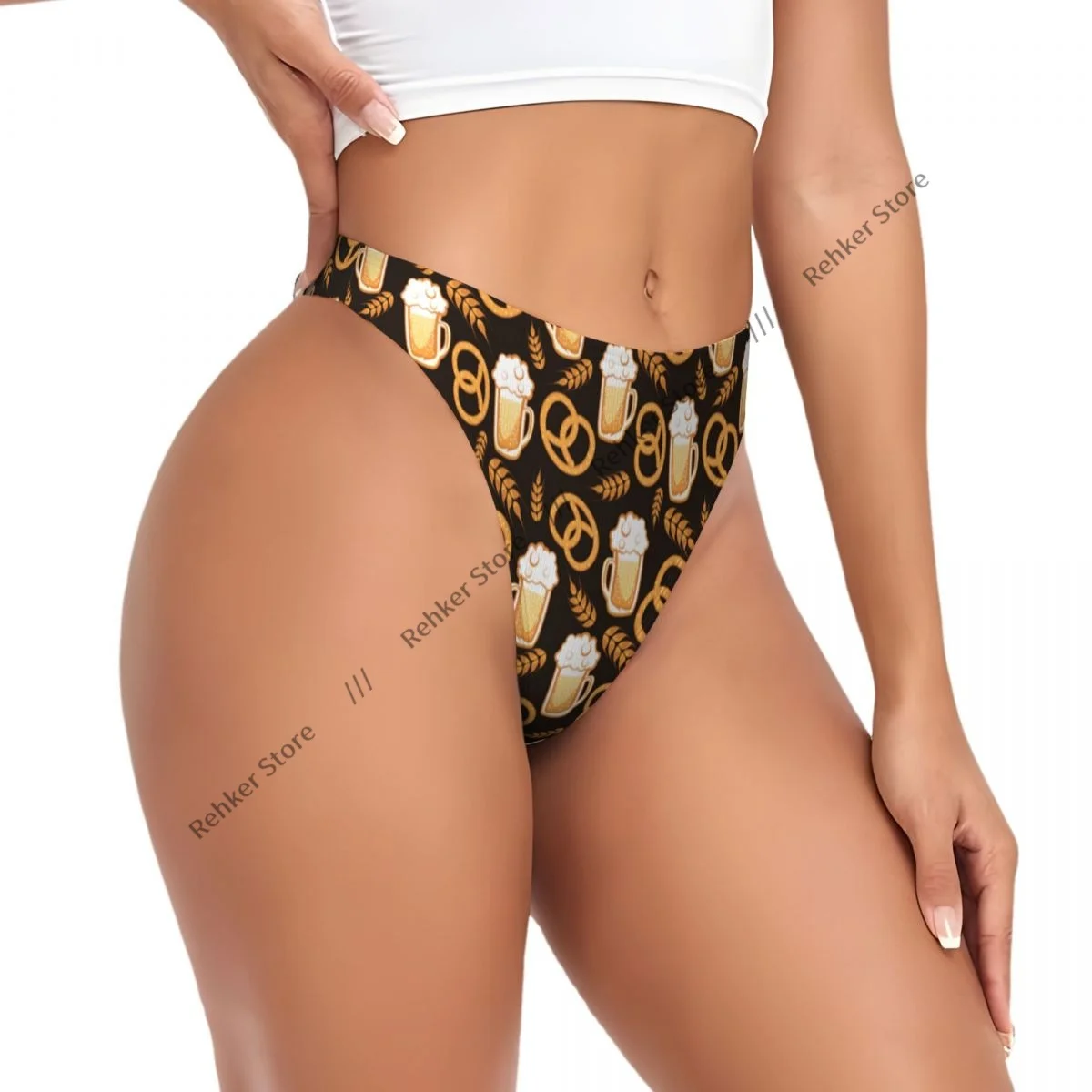 

Сексуальное женское нижнее белье с рисунком пива и удачи, трусики-стринги, стринги