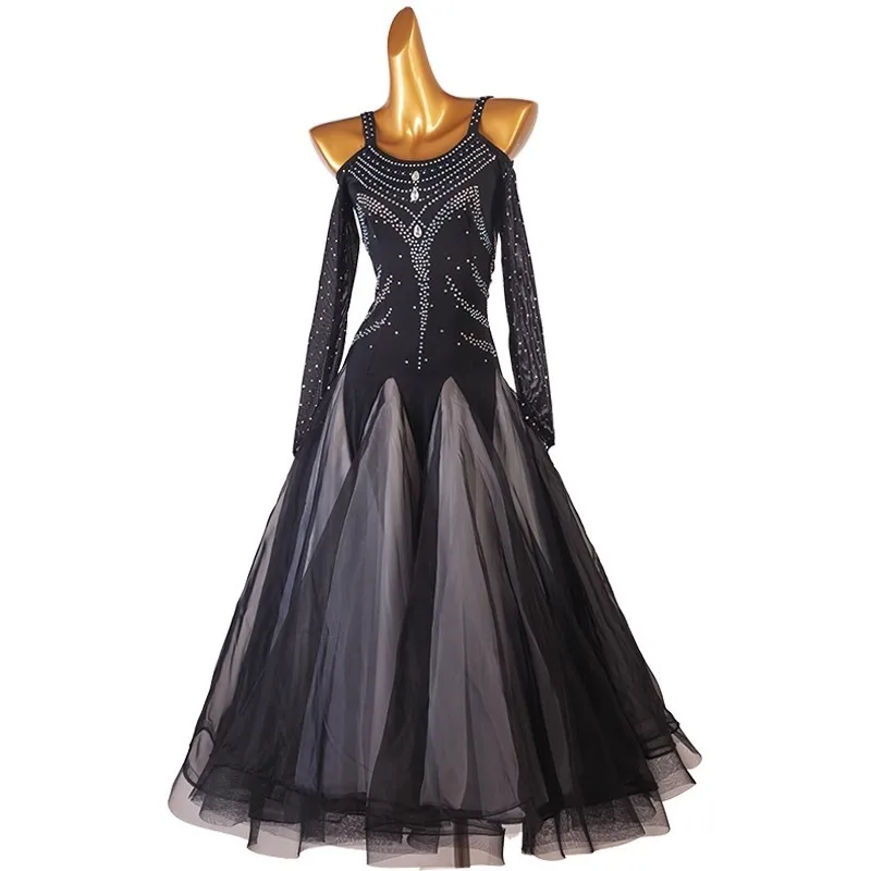 

Diamond Studded Modern Dance Dress New National Standard Dance High-end Dress Waltz Group Dance Performance Competition Dress