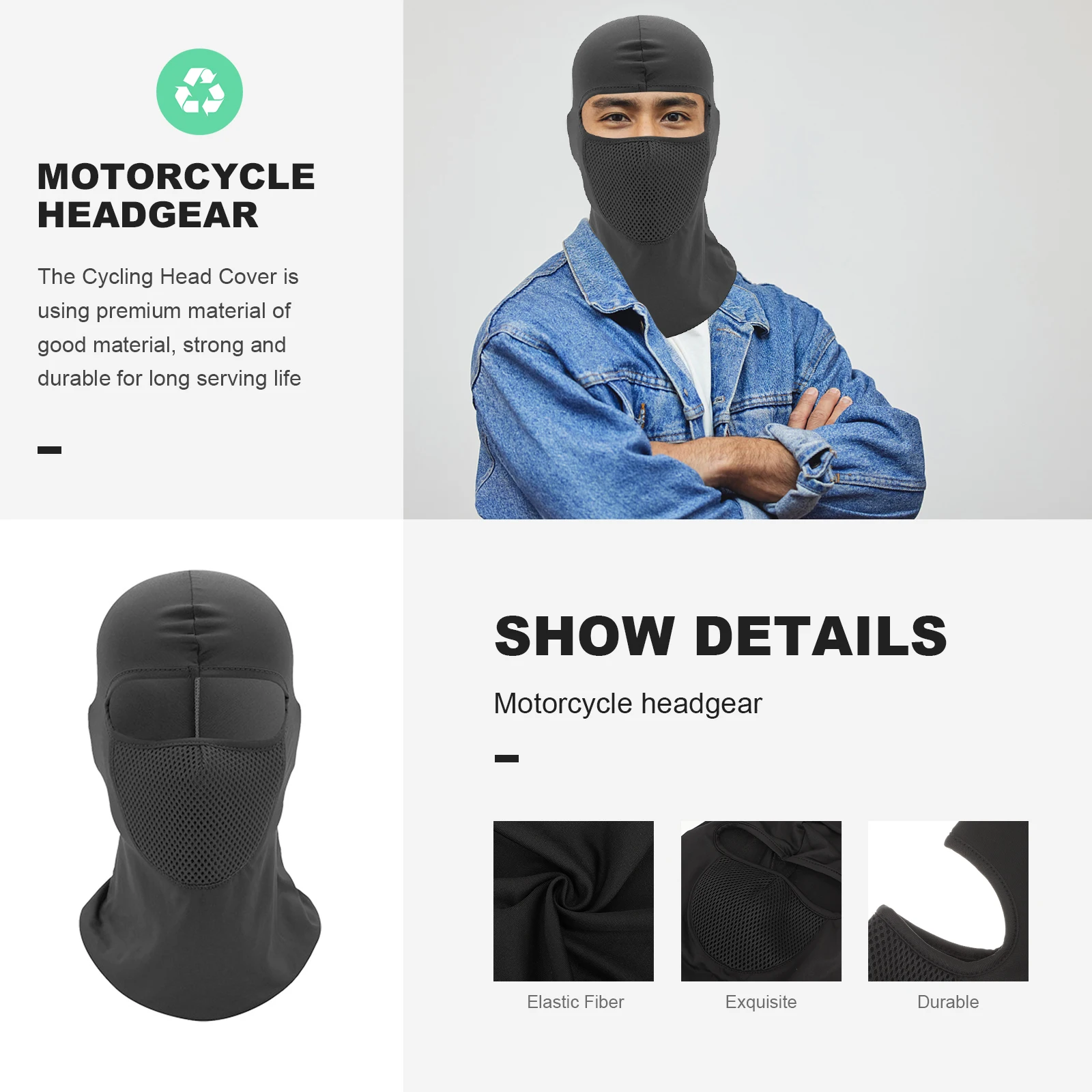 

Fabric Windproof Cover Breathable Cycling Mask Sun Proof Face Mask Liner Cover Full Face Neck Gaiter