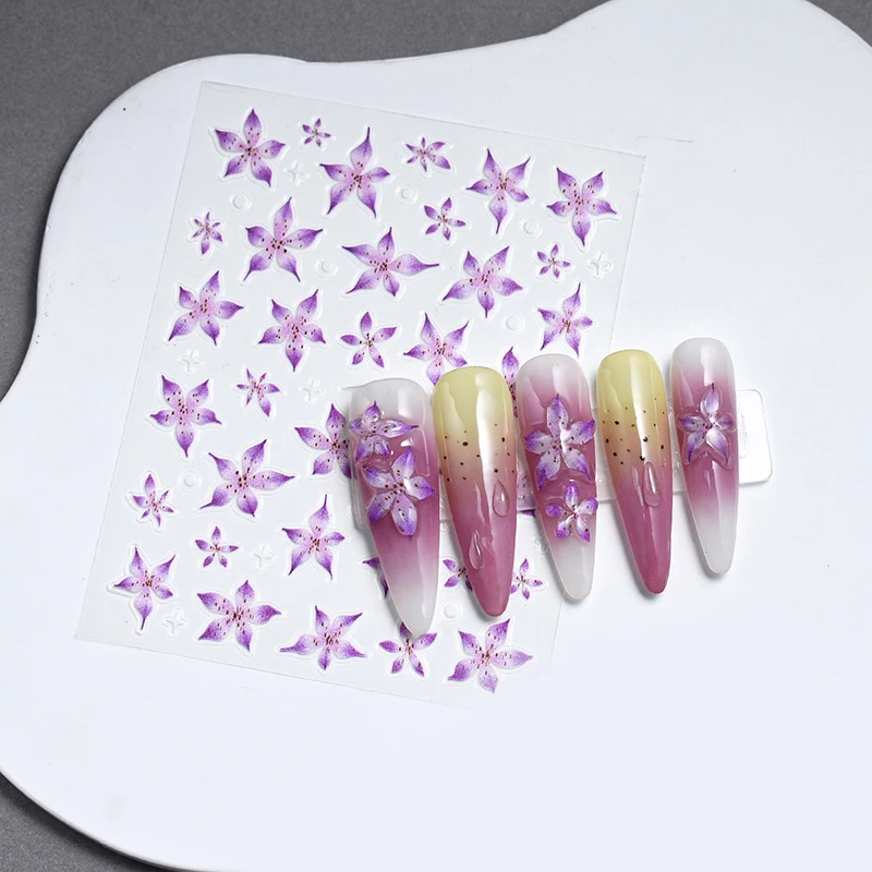 3D Nail Stickers Watercolor Nail Stickers Flower Nail Art Decals Beauty Flower Decoration For TIP NAIL Beauty