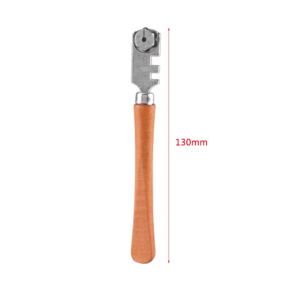 Wheel Glass Cutting 130MM Professional Six Wheel Glass Cutter Craft Cutting Kit Tool with Wooden Handle Wheel Glass Cutter