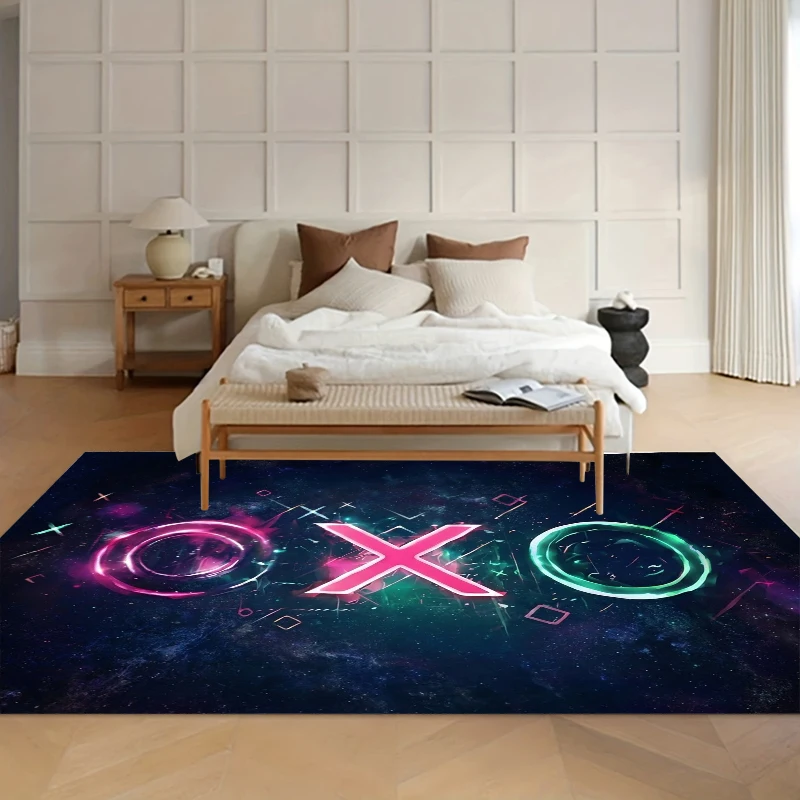 Gaming Rug for Boys Room Gamer Rug with Controller Design Carpet for Game Room Bedroom Decor Non-slip Machine Washab Mat