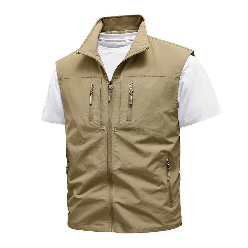 Beauty Size Vest Men's Spring and Autumn Thin Large Size Photography Fishing Multi-Pocket Outdoor Vest Mens Vest