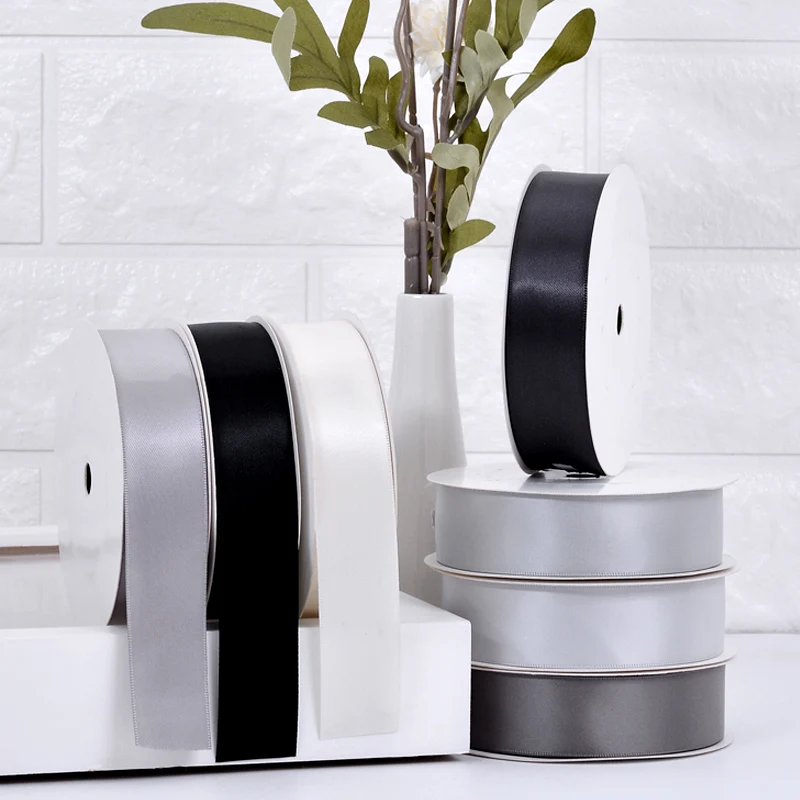 

YAMA Double Face Satin Ribbon 25 28 32 38 mm 100yards Black White Red Silver for Crafts Wedding Decoration DIY Gifts Hair Bow