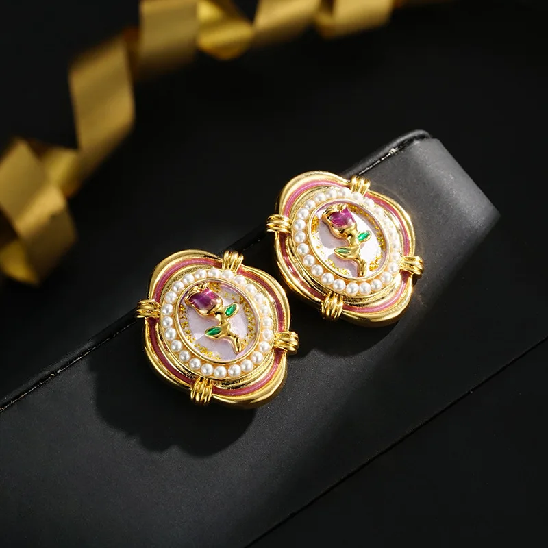 Monet Garden Series Tulips Embellished with New Chinese Aesthetic Niche Design Temperament Earrings Earrings