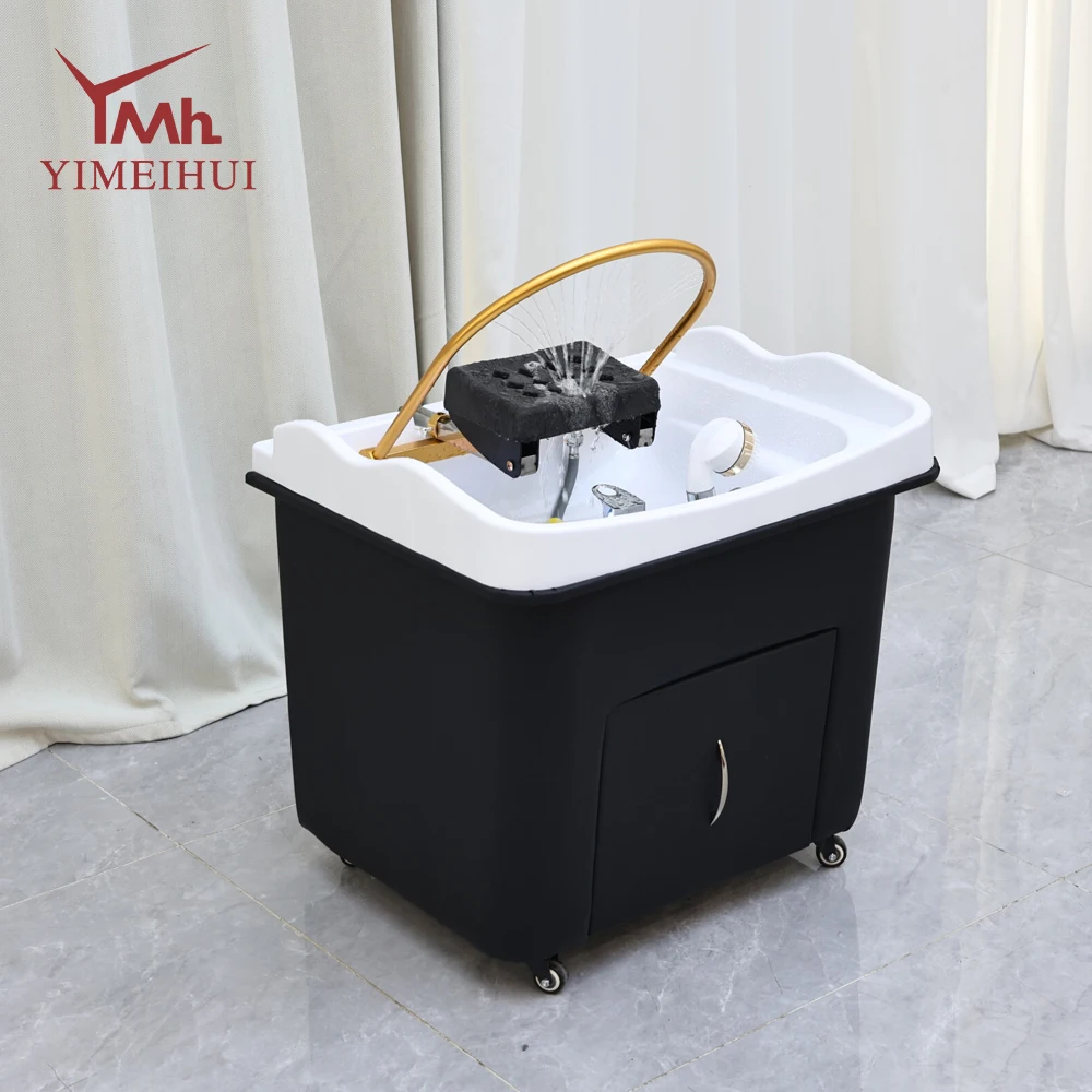 Movable Head Treatment Basin Water Circulation Beauty Hair Spa Salon Shampoo Sink for Barbershop