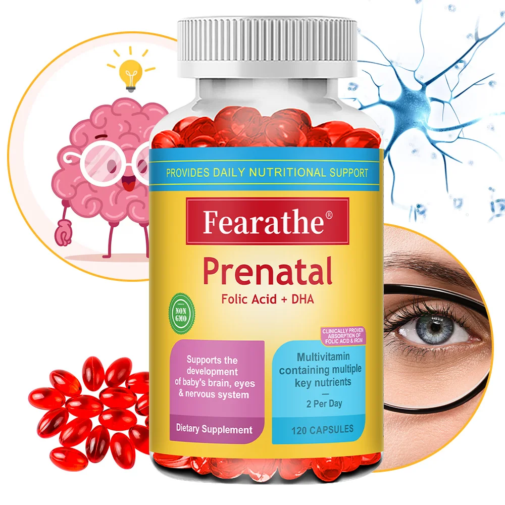 Prenatal Multivitamin Capsules with Biotin, Folic Acid, Choline & DHA EPA - Fetal Brain Development  & Nervous System Support