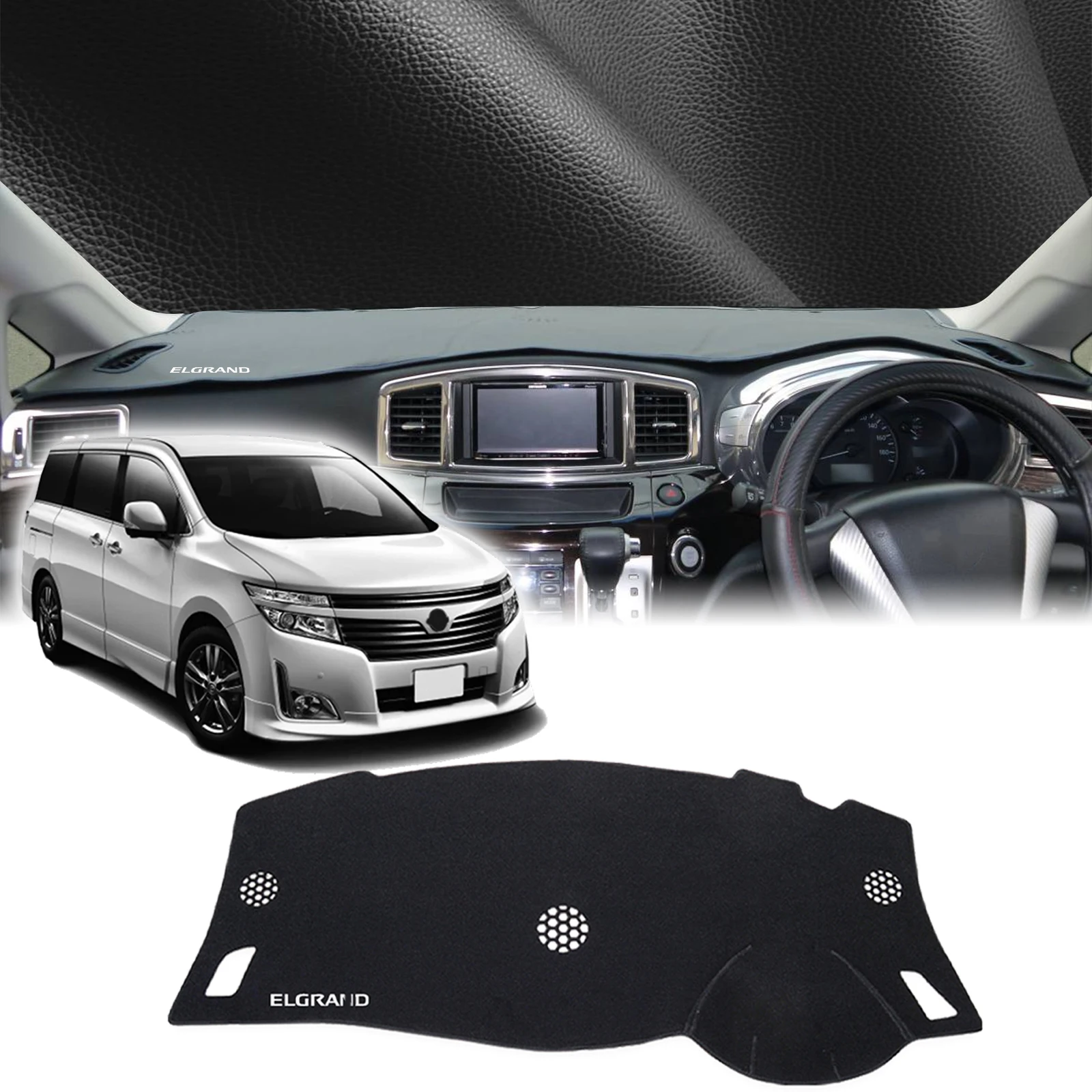 

fit for Nissan Elgrand E52 white logo RHD DashMat Sunshade Dashmat Dashboard Cover Pad Protective Carpet Car Accessories