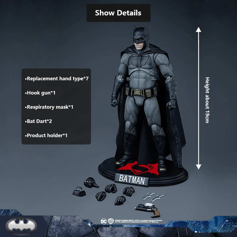 DC Batman Fondjoy Batman Movie Character Model Light Armor Big Batman 1/9  Action Figures 19cm Collect Ornaments Gifts for Boys