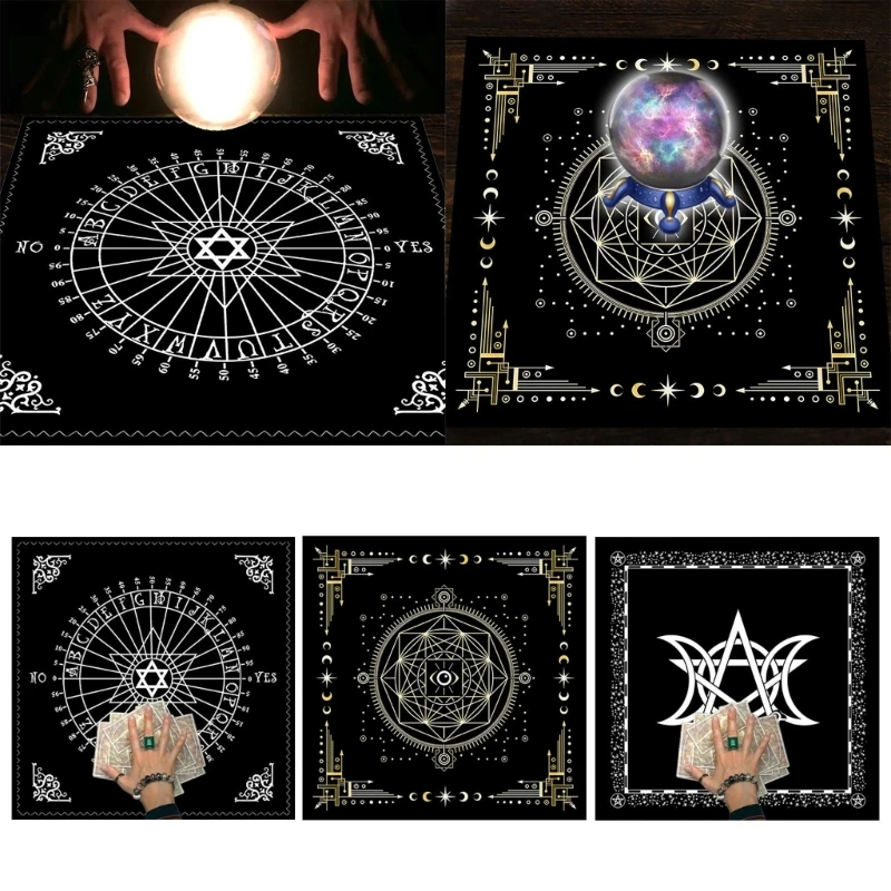 2024 New Divinations Cards Table Cloth Tapestry Hexagram Moon-Phases Tarot Card Tablecloth Astrology Tarot Witchcraft Deck Cloth