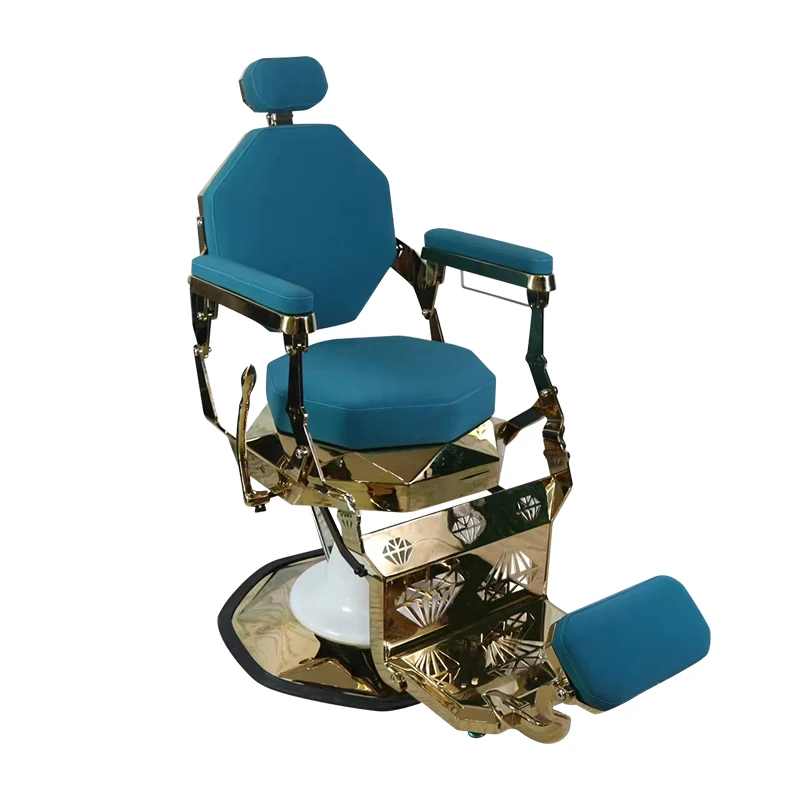 Blue Heavy Duty Can Hold 400kgs Folding Barber Chair Swivel Chair Salon