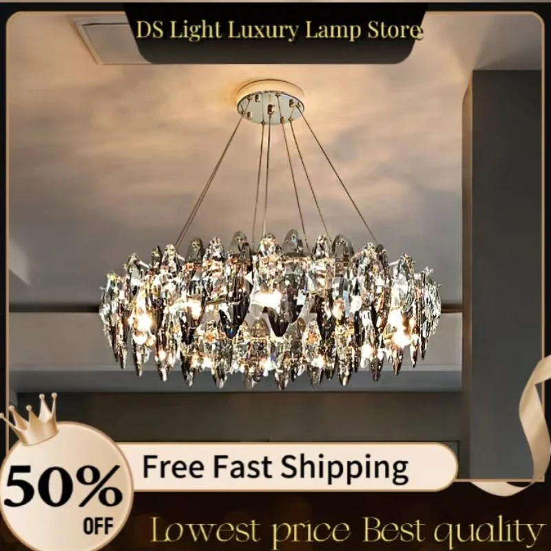 

Modern Chandelier Luxury Crystal LED Pendant Lamp Living Bedroom Home Decor Round Crystals Hanging Light Suspension Luminaire