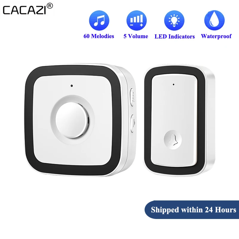 

CACAZI 60 Songs 5 Volume Levels (0~110DB) Waterproof Home Wireless Doorbell 300M Remote Smart Calling Bell with US EU UK AU Plug